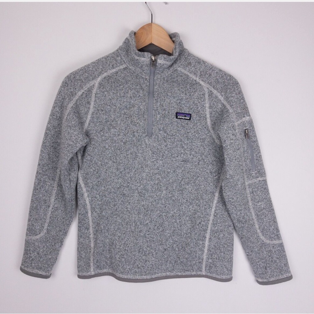 Patagonia Better Sweater 1/4 Zip Fleece Size 12 Gray Grey Girls School Like New